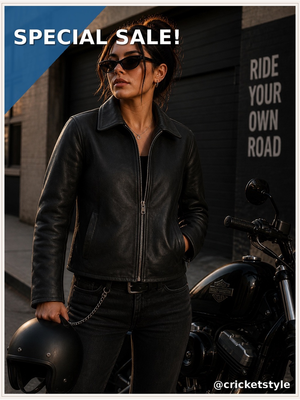 Oakwood Vintage Black Leather Jacket with Red Lining
